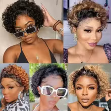New style African small curly hair wig female short hair black fluffy explode chemical fiber hair explode wig headgear
