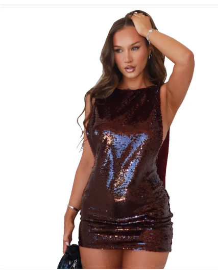 Hip Backless Sequins Dress Women