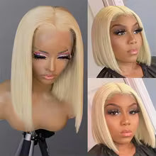 613 Blonde Bob Wig | Short Straight Human Hair