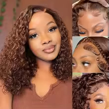 Short Curly Honey Blonde Bob Wig Lace Front Human Hair Wigs For Women