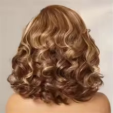 Short Curly Honey Blonde Bob Wig Lace Front Human Hair Wigs For Women